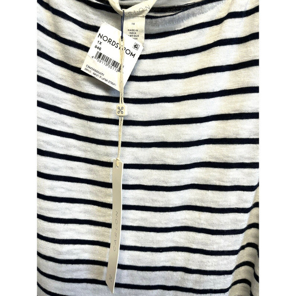 Caslon Size 1X Sleeveless Midi Dress Striped Navy White Pockets Summer NEW - Picture 6 of 9